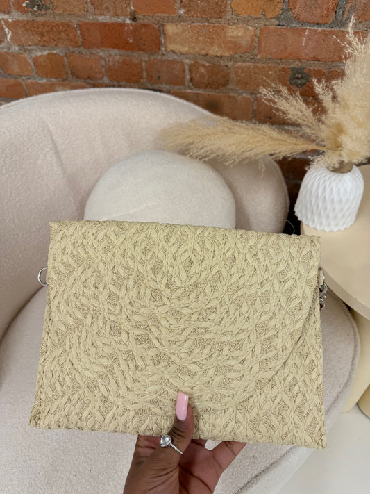 Straw clutch bag